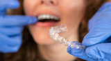 dentist holding a clear retainer explaining how long to wear them for