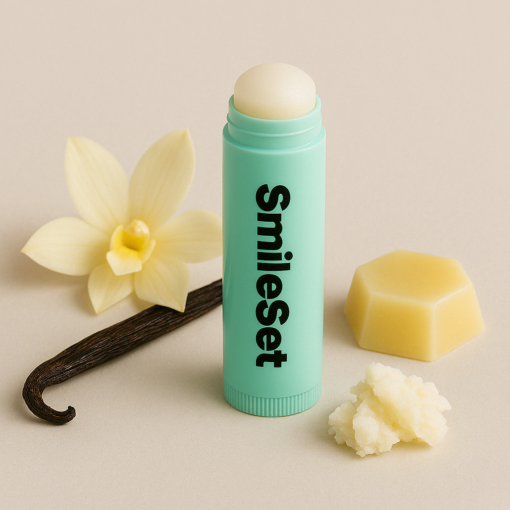 Mint SmileSet twist-up lip balm with vanilla and shea butter