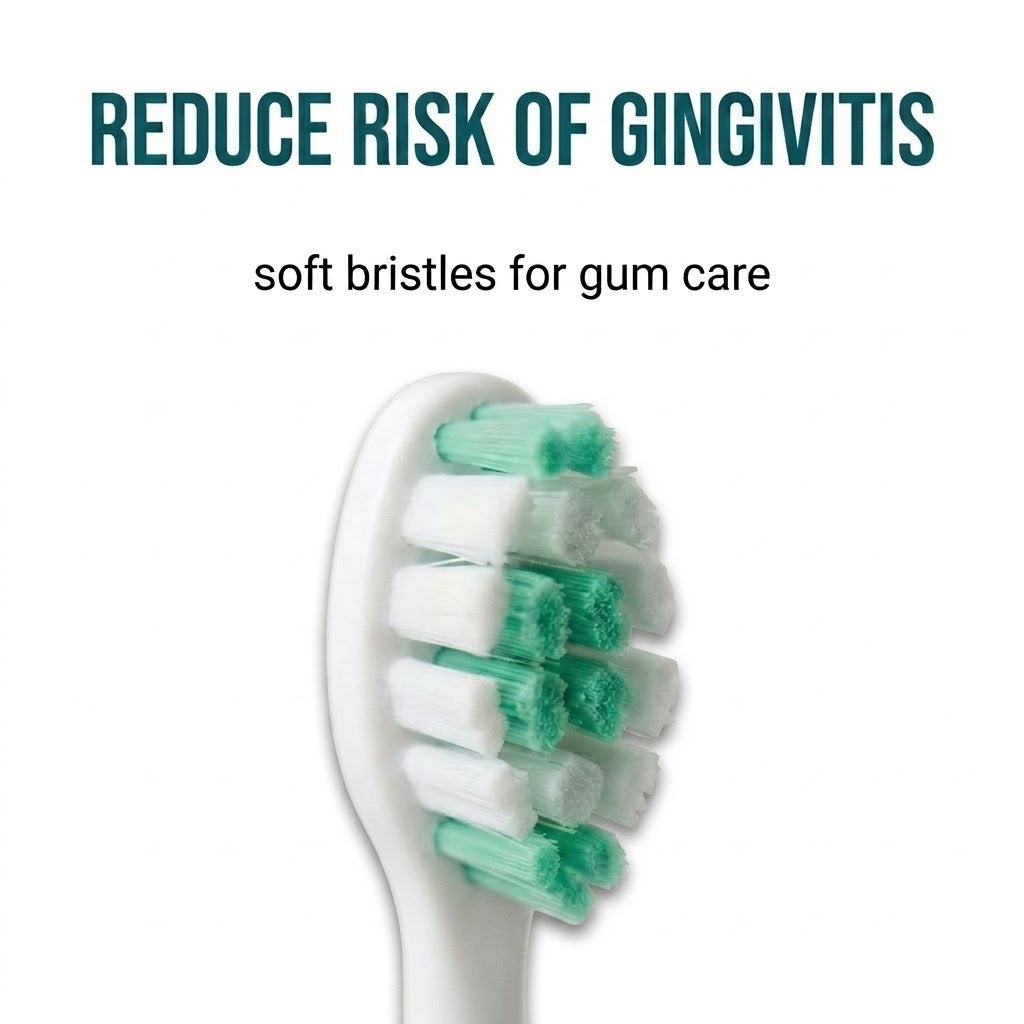 Soft-bristle white SmileSet toothbrush head for gum care