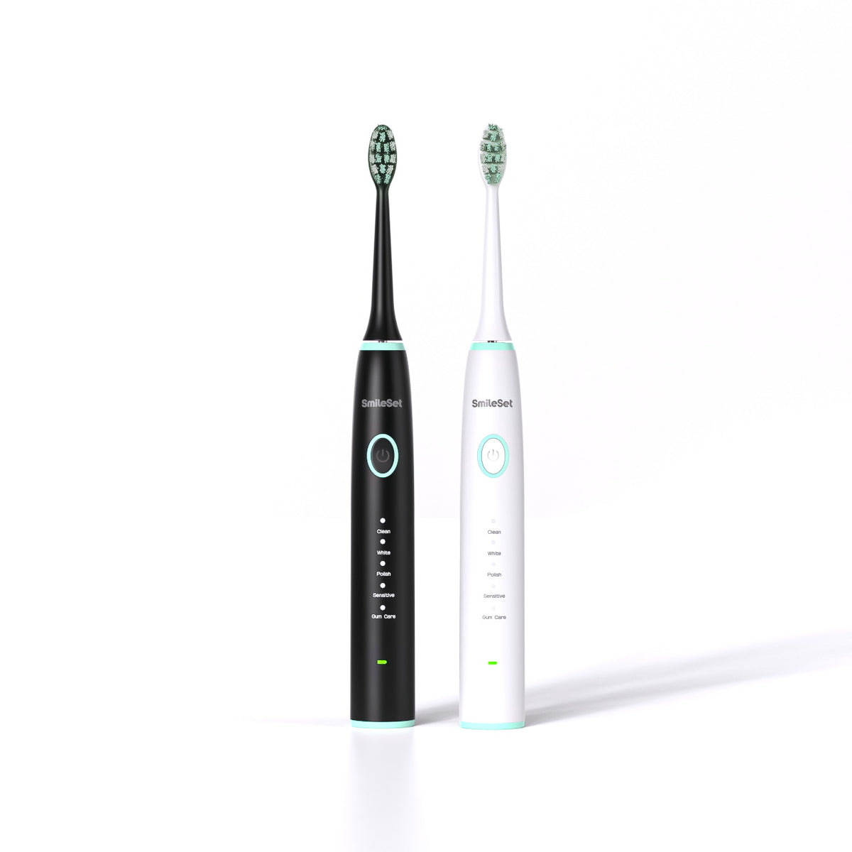 Black and white SmileSet premium sonic toothbrushes