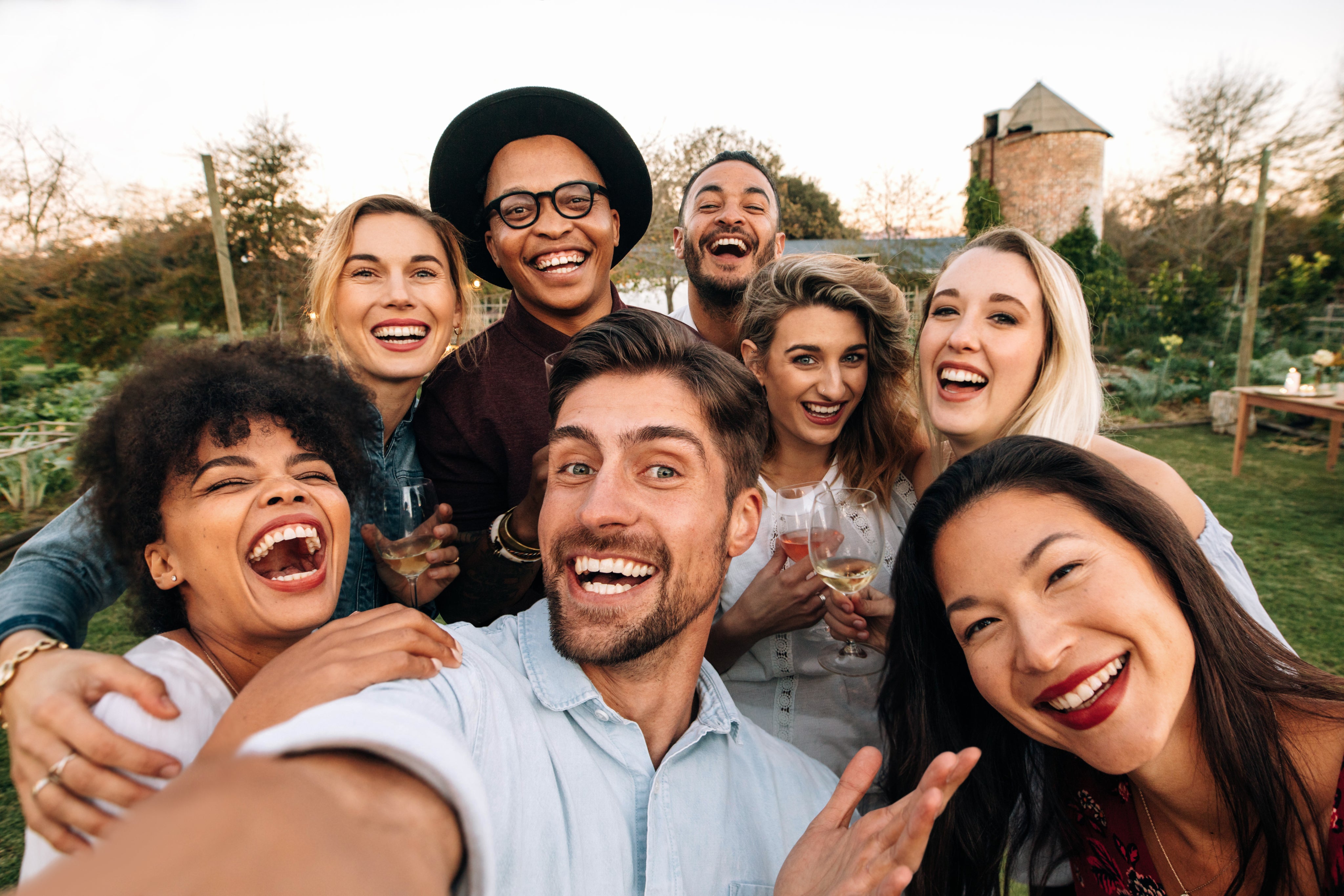 Happy people smiling